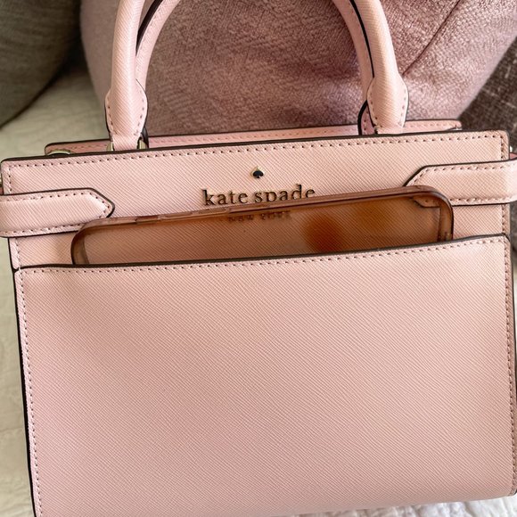 Kate Spade pale pink leather satchel/crossbody purse - Picture 5 of 12